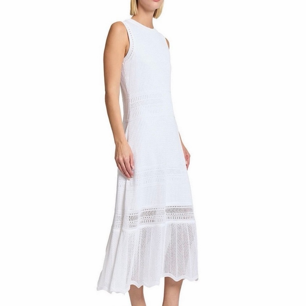 Misook White A-line maxi knit sleeveless dress
